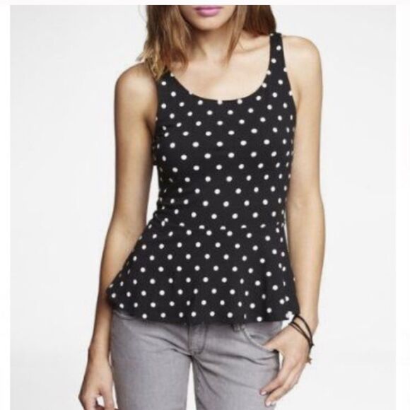 ✨ EXPRESS POLKA DOT PEPLUM TOP✨ - Picture 1 of 5